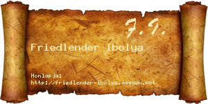 Friedlender Ibolya névjegykártya